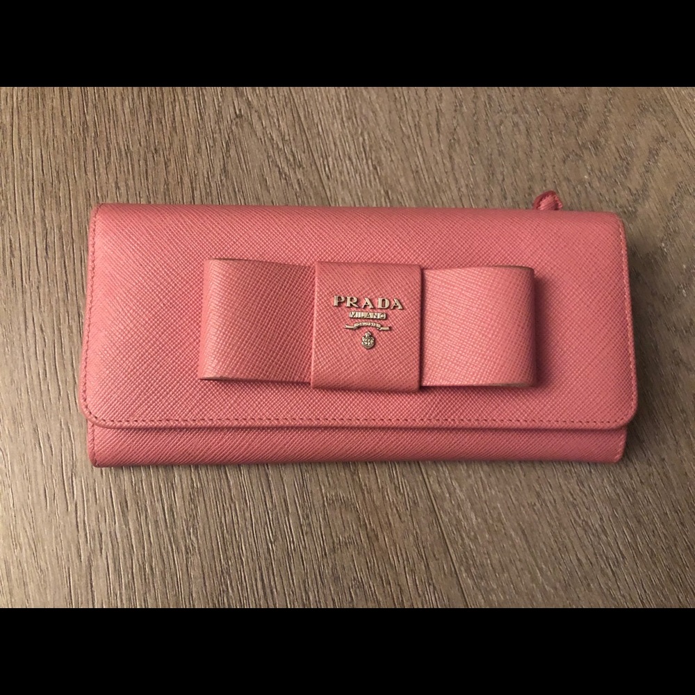 Authentic Prada Pink Wallet with Bow
